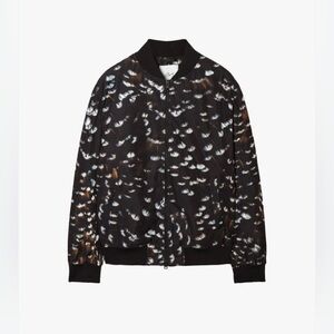 COS Atelier Feather Print Bomber Jacket Black Quilted Limited Edition Size Large